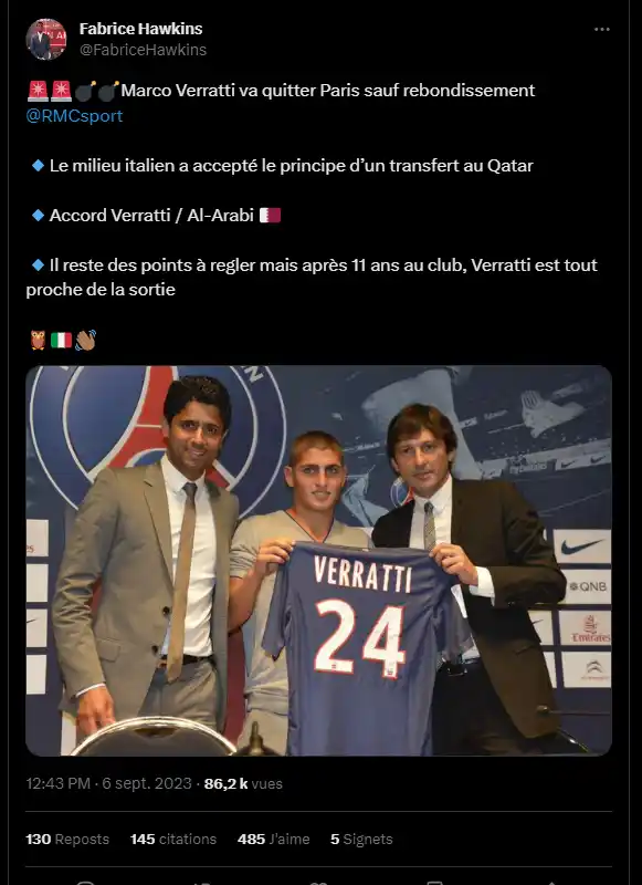 Marco Verrati quitte le PSG