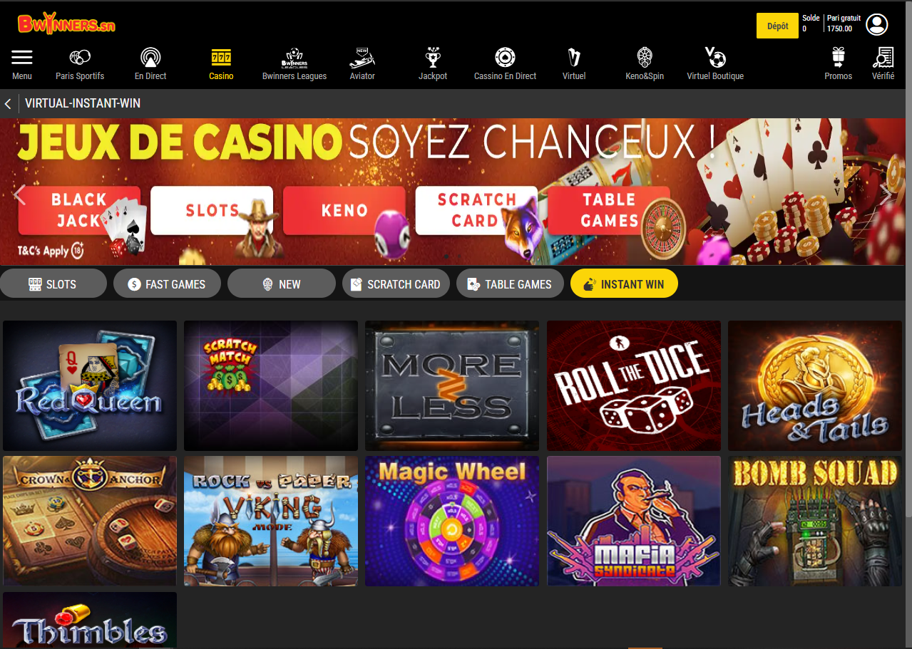 CASINO EN LIGNE SENEGAL | 100% BONUS BWINNERS