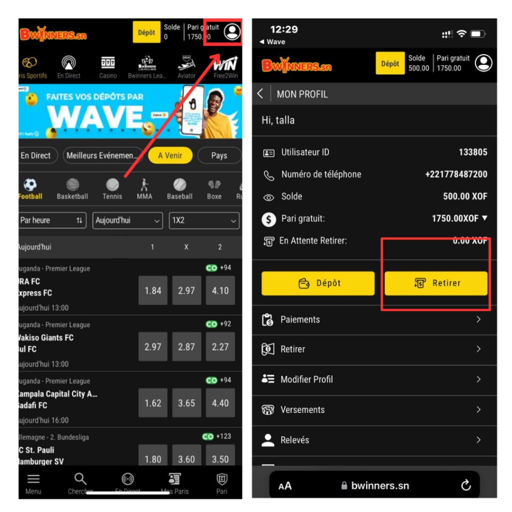 Comment faire un retrait avec Bwinners